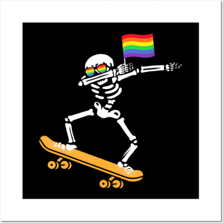 LGBT Dab Skeleton Skateboard Costume  Halloween Posters and Art